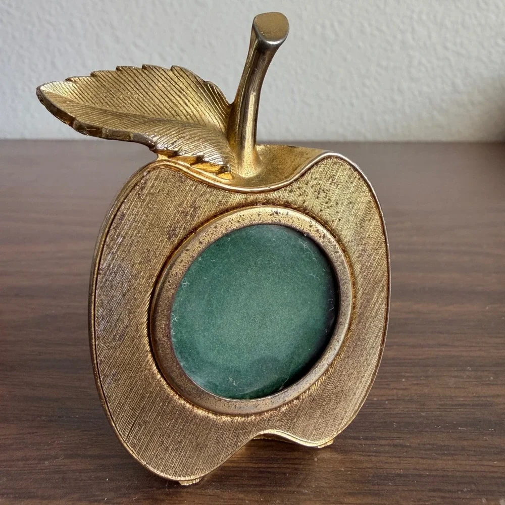 Vintage Ted Arnold Ltd Brass Apple Picture Frame Mid Century Modern Decor Gift
